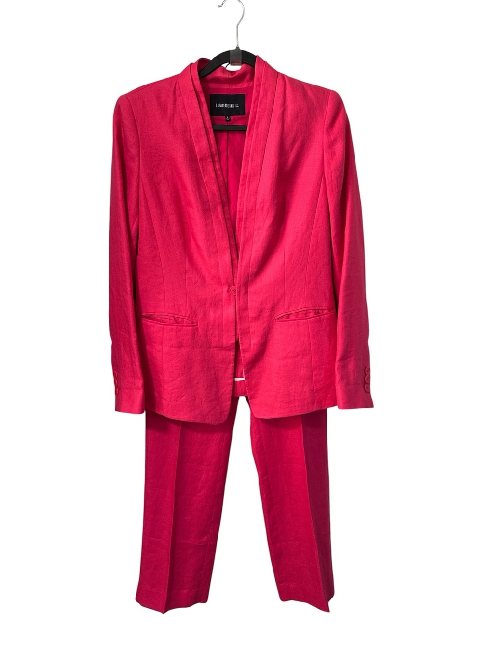Lafayette 148 NY Linen Blazer & Barrow Pants Set Coral Red Size 8 Suit Career